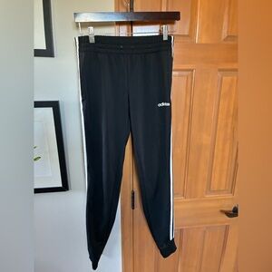 Adidas Black Joggers with White Stripes